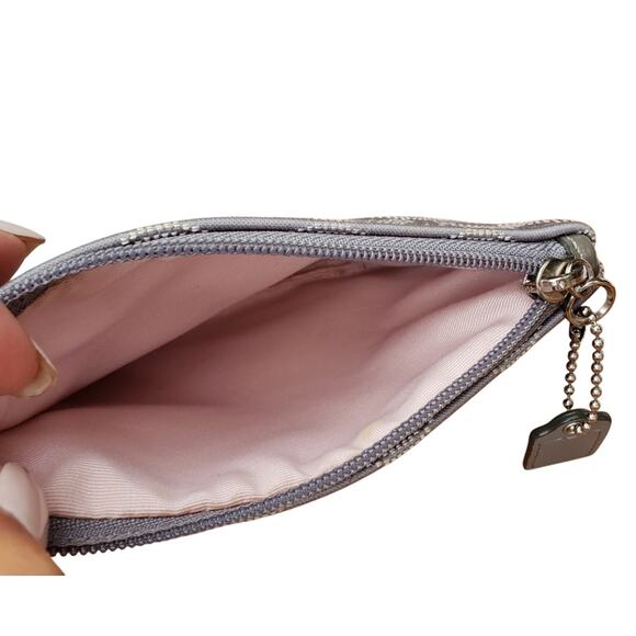 Coach Grab & Go Signature Wristlet | Silver Canvas Card Wallet Purse - Picture 4 of 7